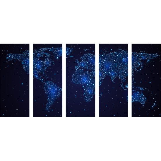 5 részes kép világtérkép az éjjeli égbolton
