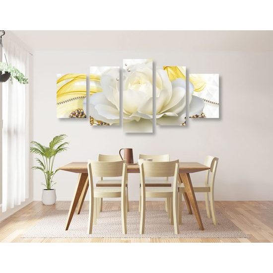 5 részes kép luxus virág gyöngyökkel