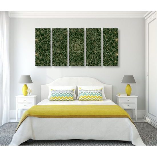 5 részes kép zöld részletes Mandala