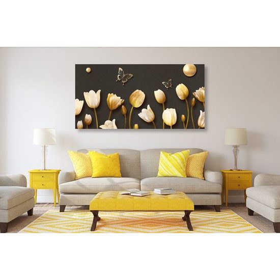 Kép tulipánok arany árnyalatban