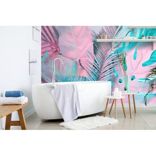 Öntapadó tapéta pálmalevelek szokatlan színekben