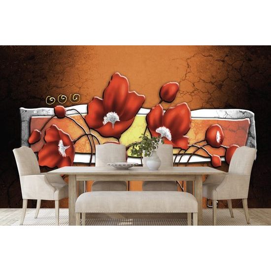 Vad pipacs öntapadó tapéta mák etnikai stílusban