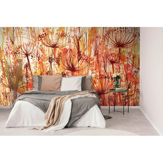 Öntapadó tapéta a narancssárga virágok egyszerűsége