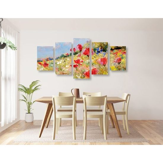 5 részes kép vad pipacsok a réten