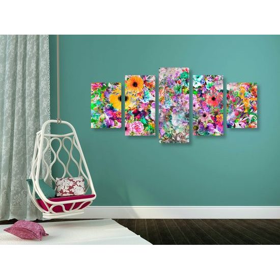 5 részes kép virágok fényes színekben