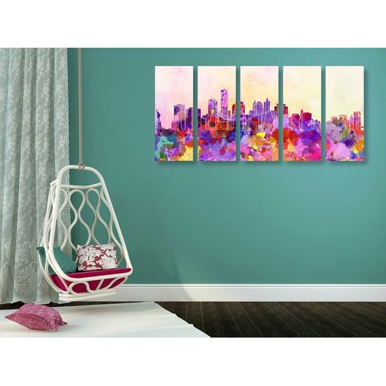 5 részes kép New York absztrakt kivitelben