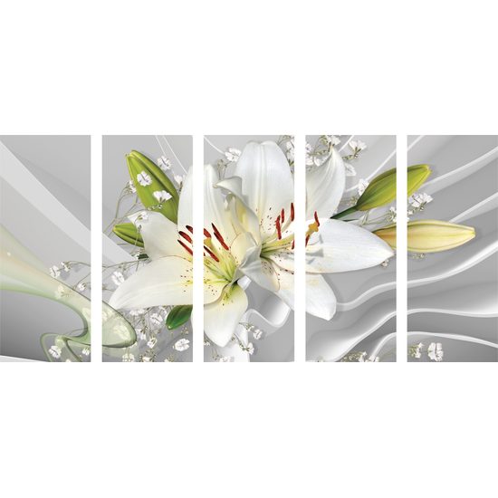 5 részes kép egyedi fehér liliom