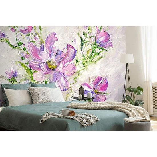 Bájos tapéta virágokból impresszionista stílusban