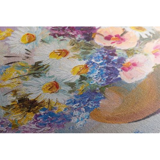 Kép gyönyörű virágokkal teli váza olajfestménye