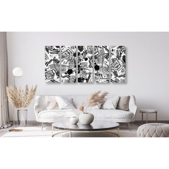 5 részes kép fekete-fehér különleges absztrakció