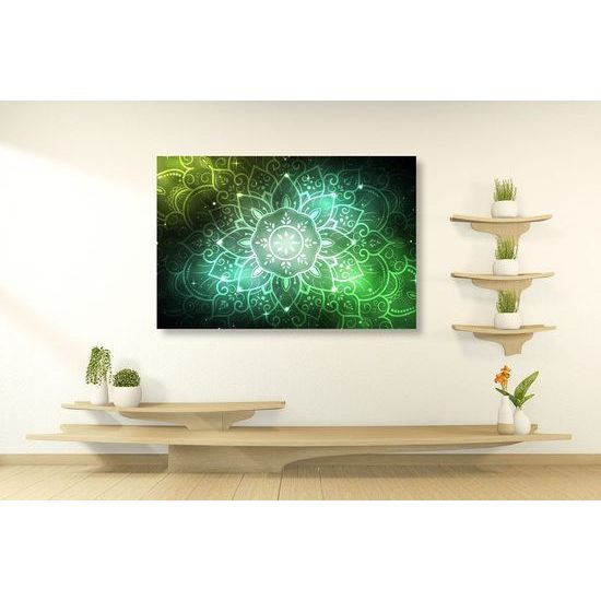 Kép Mandala világűr háttérrel zöld kivitelben