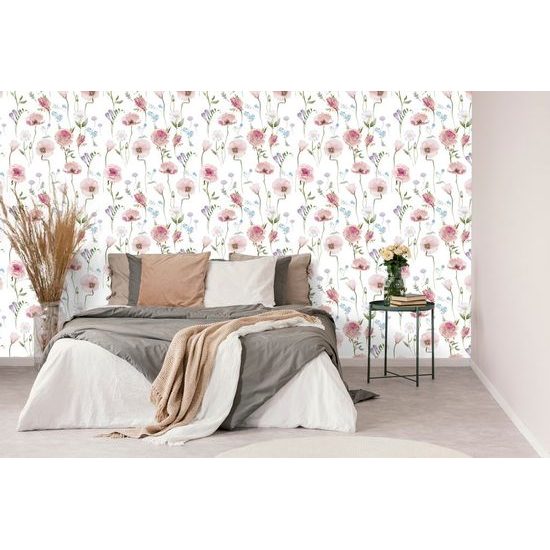 Tapéta réti virágok egy romantikus kivitelben