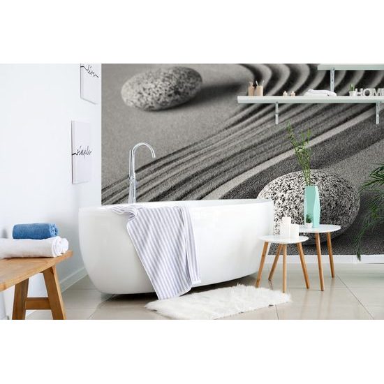 Öntapadó tapéta kövek és homok fekete-fehér összjátéka