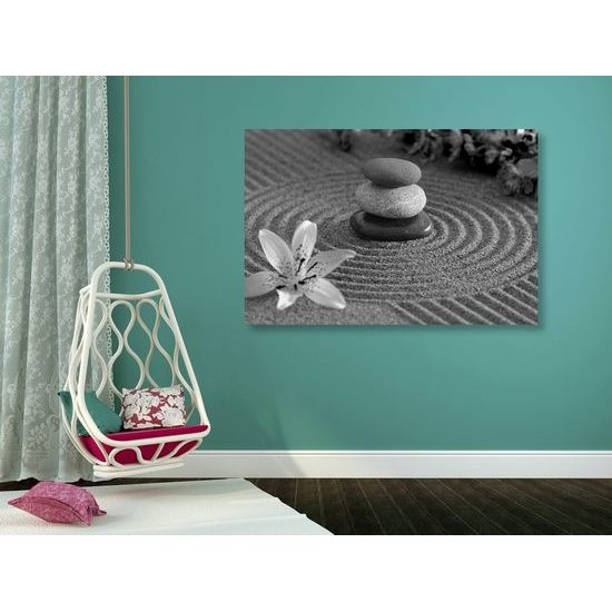 Kép nyugtató Zen csendélet fekete-fehér kivitelben