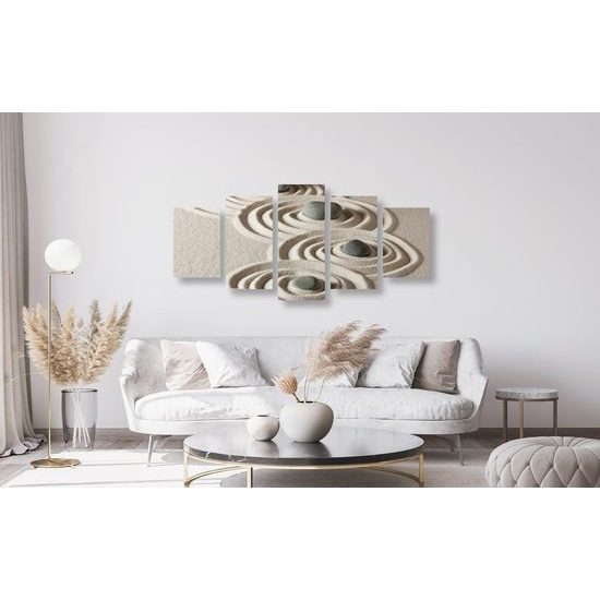 5 részes kép tengerparti csendélet Zen kövekkel