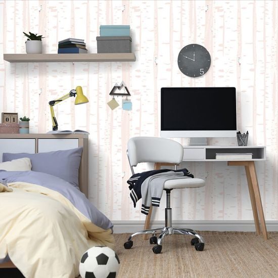 Öntapadó tapéta fenséges fák egy romantikus rózsaszín háttéren