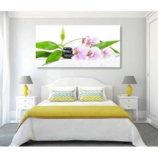 Kép nyugtató Zen csendélet orchidea virágokkal