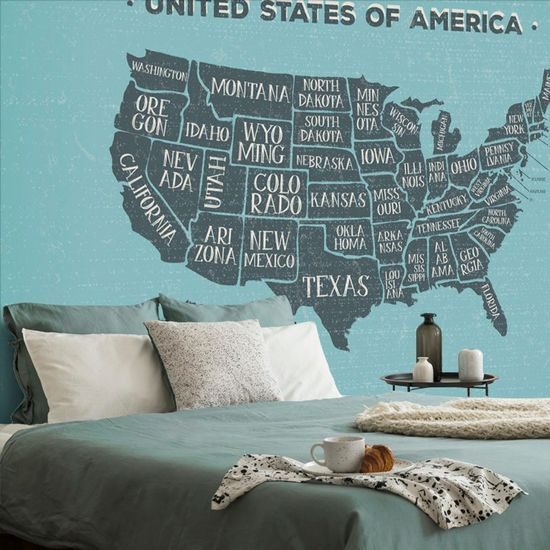 Öntapadó tapéta modern USA térkép kék háttérrel