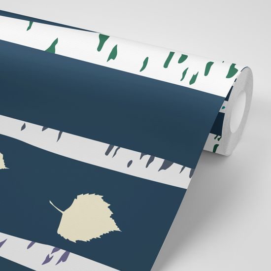 Öntapadó tapéta titokzatos nyírfák a holdfényben