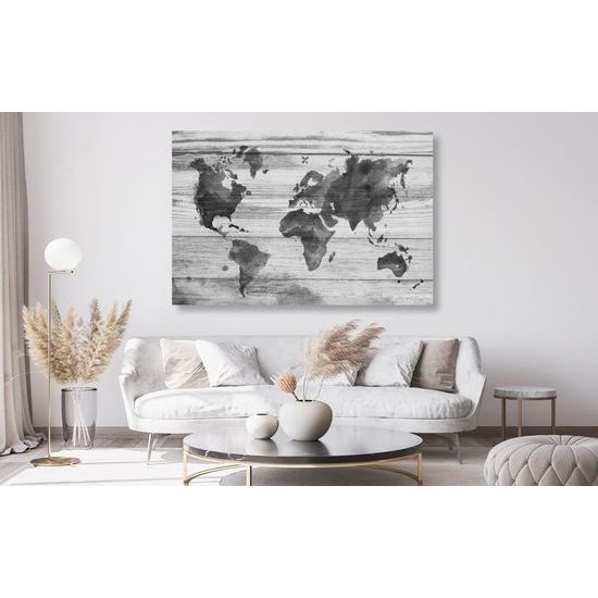 Parafa kép fekete-fehér világtérkép fán