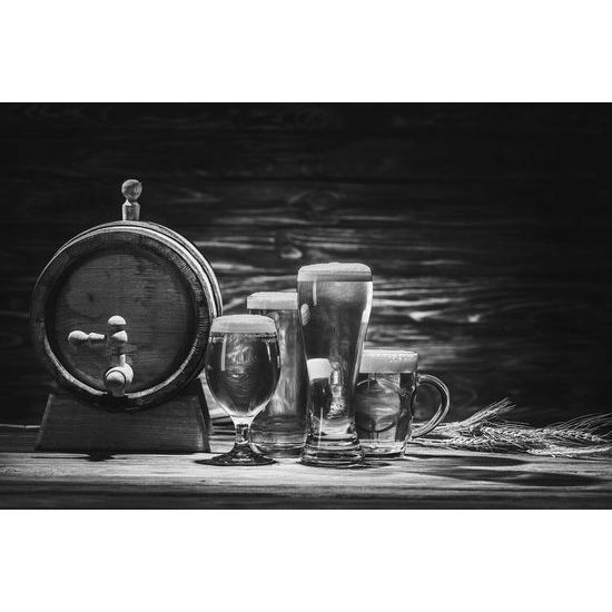 Fotótapéta  sör söröshordóból fekete-fehér kivitelben