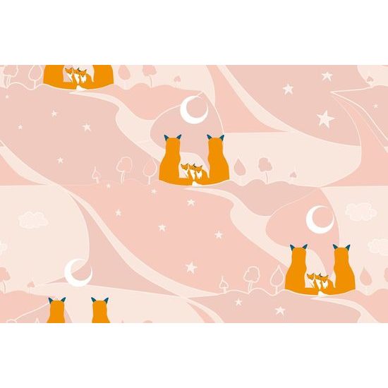 Tapéta rókacsalád a holdfényben