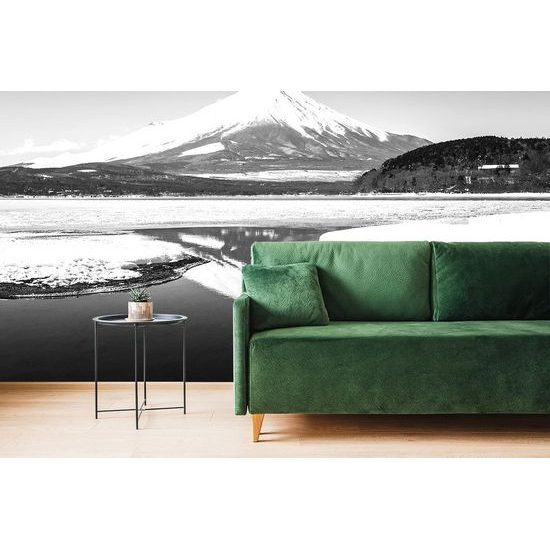 Öntapadó fotótapéta szent hegy Fuji fekete-fehérben