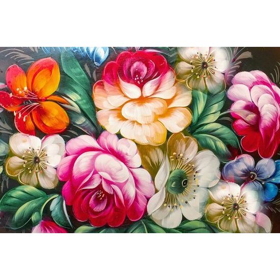 Bájos öntapadó tapéta virágokból impresszionista stílusban