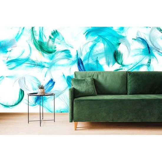 Öntapadó tapéta gyönyörű zöld színű toll