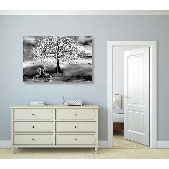 Kép japán természet szépségei fekete-fehér kivitelben