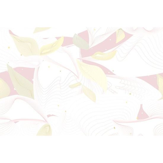 Tapéta érdekes levelek fehér kivitelben