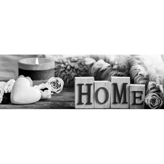 Kép romantikus csendélet Home felirattal fekete-fehér kivitelben