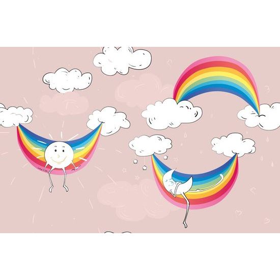 Öntapadó tapéta színes szivárványok a felhők között