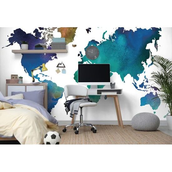 Tapéta akvarell világtérkép