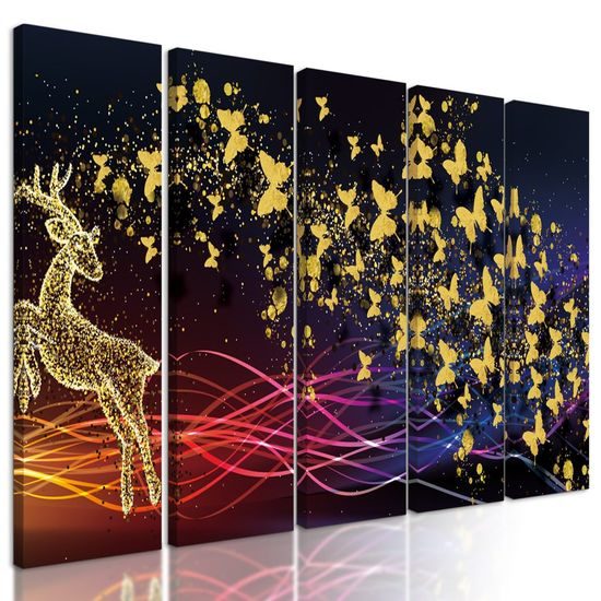 5 részes kép világűri szarvas absztrakciója