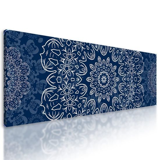 Kép hófehér Mandala sötétkék háttérrel