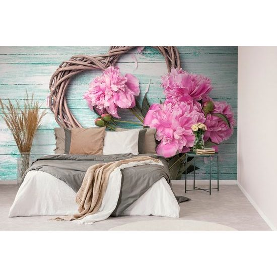 Öntapadó fotótapéta fa szív bazsarózsával