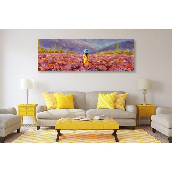 Kép sárga ruhás nő művészi festménye