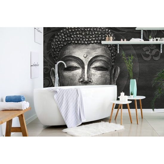 Eredeti fekete-fehér tapéta Buddha arcáról