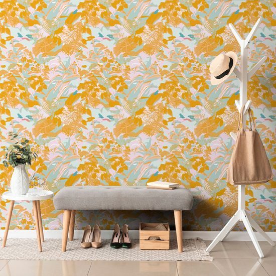 Öntapadó tapéta trópusi erdő sárga kivitelben