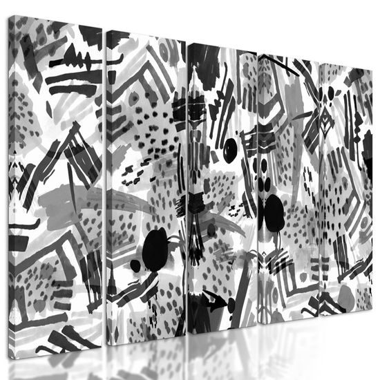 5 részes kép fekete-fehér különleges absztrakció