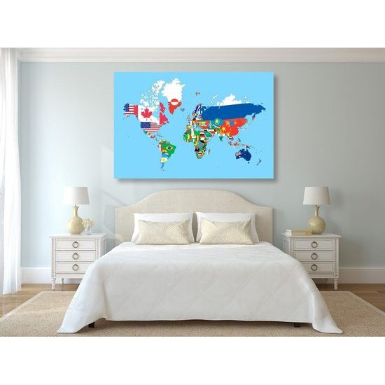 Kép térkép az egyes országok zászlóival