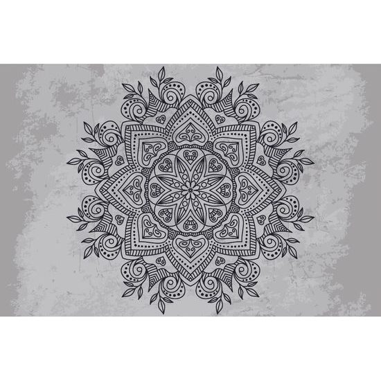 Öntapadó tapéta ősi Mandala fekete-fehérben