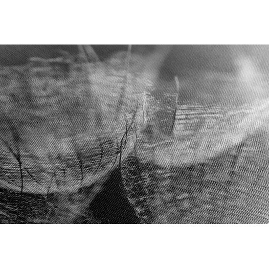 Kép pitypang részlete fekete-fehér kivitelben