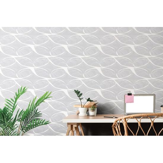 Tapéta finom levélszerkezet szürke kivitelben