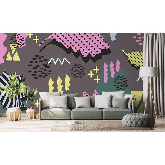 Eredeti öntapadó tapéta levelek pop art stílusban