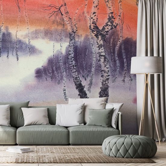 Titokzatos nyírfaliget tapéta