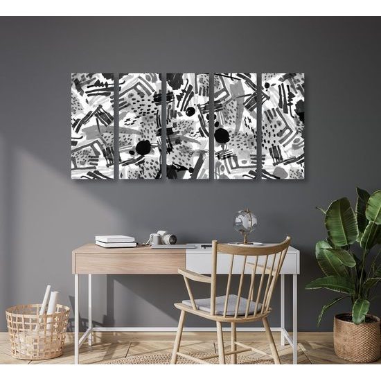 5 részes kép fekete-fehér különleges absztrakció