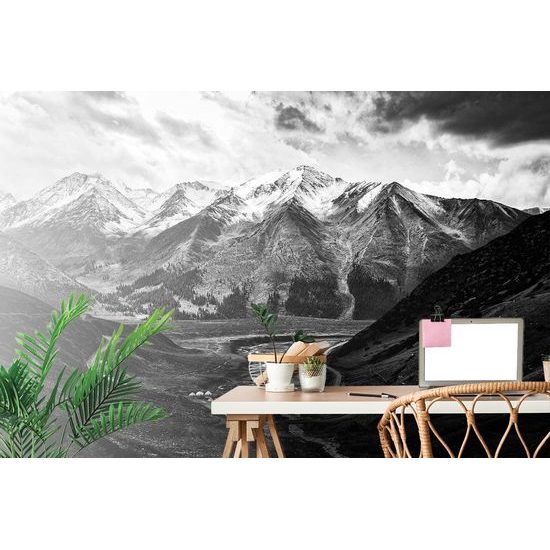Öntapadó fotótapéta fekete-fehér hegyi panoráma