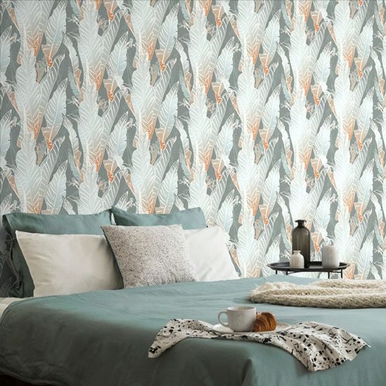 Öntapadó tapéta madarak az egzotikus levelek között